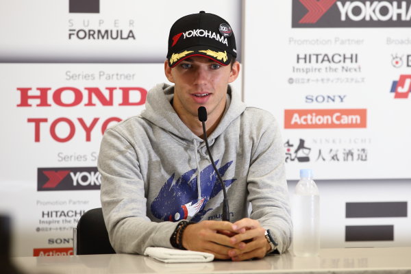 2017 Japanese Super Formula.
Suzuka, Japan. 21st - 22nd October 2017. Rd 7. Cancelled race due to Typhoon.
2017 Driver?s 2nd position & Rookie of the Year Pierre Gasly ( #15 TEAM MUGEN SF14 ) portrait
World Copyright: Yasushi Ishihara / LAT Images.
Ref: 2017_SF_Rd7_023