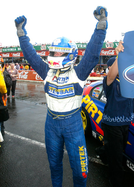 Australian V8 Supercars, Round 13, Eastern Creek, Sydney. 30th Nov 2003.
Ford driver Marcos Ambrose takes victory in race 2 to win the 2003 V8 Supercar Championship at the VIP Petfoods Main Event at Eastern Creek International Raceway 20km west of Sydney NSW, Australia.
Photo: Mark Horsburgh/LAT Photographic