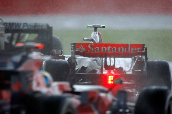 Silverstone, Northamptonshire, UK.
6th July 2008.
Heikki Kovalainen, McLaren MP4-23 Mercedes, 5th position, leads Sebastien Bourdais, Toro Rosso STR03 Ferrari, 11th position. Action. 
World Copyright: Charles Coates/LAT Photographic.
ref: Digital Image _26Y4994