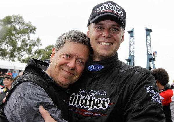 Homebush Street Circuit, Sydney, New South Wales.
4th - 5th December 2010.
Jonathon Webb of Dick Johnson Racing with his farther Steve Webb after winning an action packed race 1of the Sydney Telstra 500 Grand Finale.
World Copyright: Mark Horsburgh/LAT Photographic
ref: Digital Image 19-Webb-EV14-10-01127A