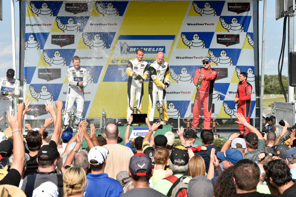 IMSA WeatherTech SportsCar Championship
Michelin GT Challenge at VIR
Virginia International Raceway, Alton, VA USA
Sunday 27 August 2017
3, Chevrolet, Corvette C7.R, GTLM, Antonio Garcia, Jan Magnussen, 67, Ford, Ford GT, Ryan Briscoe, Richard Westbrook, 62, Ferrari, Ferrari 488 GTE, Giancarlo Fisichella, Toni Vilander celebrate on the podium in victory lane
World Copyright: Scott R LePage
LAT Images