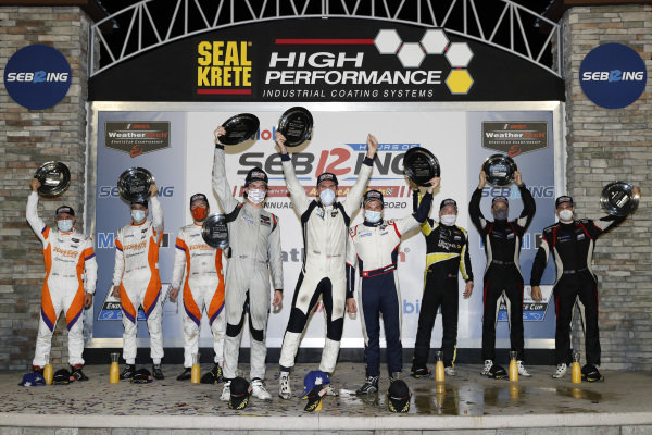 Podium:
Winning team: PR1 Mathiasen Motorsports
Winning drivers: Patrick Kelly, Simon Trummer, Scott Huffaker
Second place team: Tower Motorsport by Starworks
Second place drivers: John Farano, Mikkel Jensen, David Heinemeier Hansson
Third place team: Performance Tech Motorsports
Third pace drivers: Don Yount, Patrick Byrne, Guy Cosmo Podium:
Winning team: PR1 Mathiasen Motorsports
Winning drivers: Patrick Kelly, Simon Trummer, Scott Huffaker
Second place team: Tower Motorsport by Starworks
Second place drivers: John Farano, Mikkel Jensen, David Heinemeier Hansson
Third place team: Performance Tech Motorsports
Third pace drivers: Don Yount, Patrick Byrne, Guy Cosmo