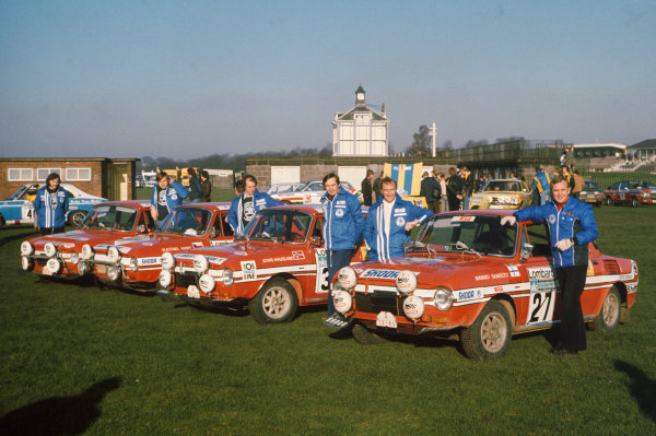 Lombard RAC Rally, Great Britain. 22-26 November 1975.
Skoda GB team photo, portrait. 
World Copyright: LAT Photographic.
Ref:  75WRC RAC 02