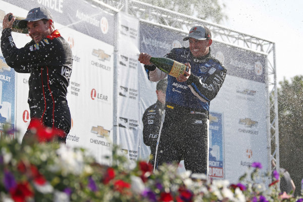 Verizon IndyCar Series
Chevrolet Detroit Grand Prix Race 2
Raceway at Belle Isle Park, Detroit, MI USA
Sunday 4 June 2017
Graham Rahal, Rahal Letterman Lanigan Racing Honda, Josef Newgarden, Team Penske Chevrolet, Will Power, Team Penske Chevrolet celebrate with champagne on the podium
World Copyright: Phillip Abbott
LAT Images
ref: Digital Image abbott_detroit_0617_6968