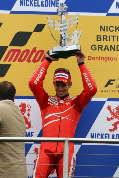 2007 Moto GP British Grand Prix.
Donington Park, England.
22nd-24th June 2007.
Casey Stoner (Ducati Marlboro Team, Ducati Desmosedici GP7) celebrates another win on the podium, portrait.
World Copyright: Kevin Wood/LAT Photographic
ref: Digital Image IMG_6419 2007 Moto GP British Grand Prix.
Donington Park, England.
22nd-24th June 2007.
Casey Stoner (Ducati Marlboro Team, Ducati Desmosedici GP7) celebrates another win on the podium, portrait.
World Copyright: Kevin Wood/LAT Photographic
ref: Digital Image IMG_6419