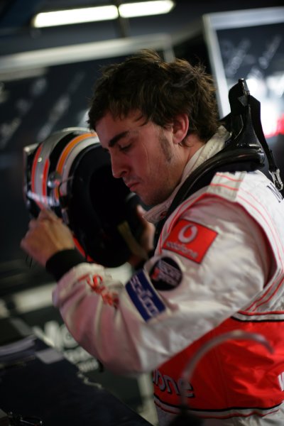 2007 Italian Grand Prix - Friday Practice
Autodromo di Monza, Monza, Italy.
7th September 2007.
Fernando Alonso, McLaren MP4-22 Mercedes. Portrait. Helmets. 
World Copyright: Steven Tee/LAT Photographic
ref: Digital Image YY2Z8277