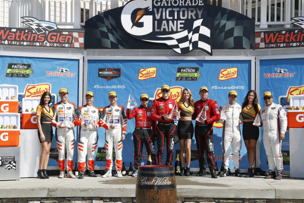 #54 CORE autosport ORECA LMP2, P: Jon Bennett, Colin Braun, Romain Dumas, #99 JDC/Miller Motorsports ORECA 07, P: Stephen Simpson, Mikhail Goikhberg, Chris Miller, #6 Acura Team Penske Acura DPi, P: Dane Cameron, Juan Pablo Montoya, podium #54 CORE autosport ORECA LMP2, P: Jon Bennett, Colin Braun, Romain Dumas, #99 JDC/Miller Motorsports ORECA 07, P: Stephen Simpson, Mikhail Goikhberg, Chris Miller, #6 Acura Team Penske Acura DPi, P: Dane Cameron, Juan Pablo Montoya, podium