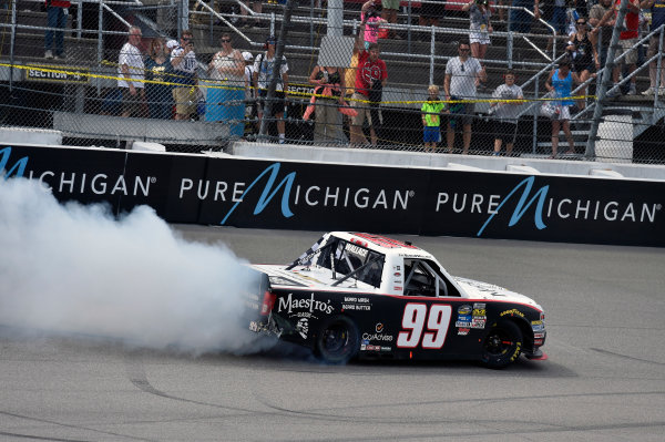 NASCAR Camping World Truck Series
LTI Printing 200
Michigan International Speedway, Brooklyn, MI USA
Saturday 12 August 2017
Darrell Wallace Jr, Maestro's Classic Chevrolet Silverado burnout
World Copyright: Nigel Kinrade
LAT Images NASCAR Camping World Truck Series
LTI Printing 200
Michigan International Speedway, Brooklyn, MI USA
Saturday 12 August 2017
Darrell Wallace Jr, Maestro's Classic Chevrolet Silverado burnout
World Copyright: Nigel Kinrade
LAT Images