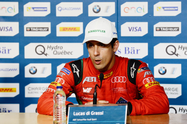 2016/2017 FIA Formula E Championship.
Round 11 - Montreal ePrix, Canada
Saturday 29 July 2017.Lucas Di Grassi (BRA), ABT Schaeffler Audi Sport, Spark-Abt Sportsline, ABT Schaeffler FE02, in the press conference.
Photo: Patrik Lundin/LAT/Formula E
ref: Digital Image PL2_0695