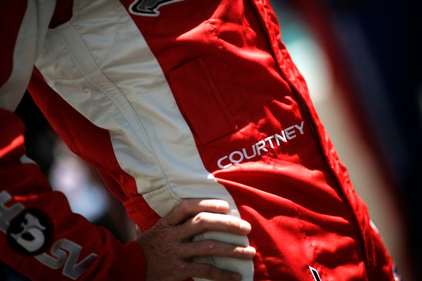 YAS Marina Circuit, Abu Dhabi. 10th -  12h February 2011. 
The name of James Courtney, (Walkinshaw Performance) on his race overalls.
Portrait. Detail. 
World Copyright: Drew Gibson/LAT Photographic
ref: Digital Image _Y8P4568