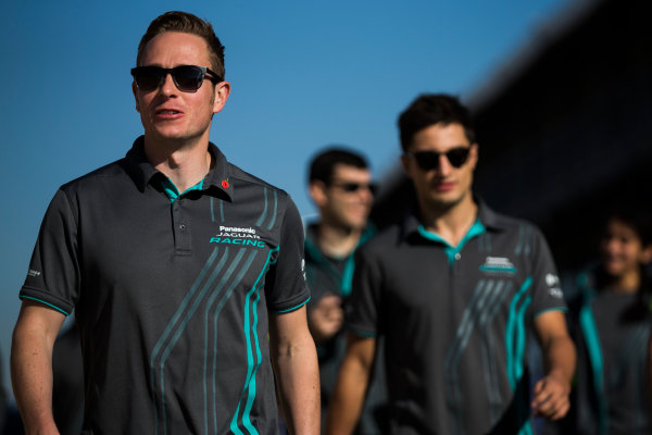 2016/2017 FIA Formula E Championship.
Marrakesh ePrix, Circuit International Automobile Moulay El Hassan, Marrakesh, Morocco.
Friday 11 November 2016.
Adam Carroll (GBR), Jaguar Racing, Spark-Jaguar, Jaguar I-Type 1. & Mitch Evans (NZL), Jaguar Racing, Spark-Jaguar, Jaguar I-Type 1.
Photo: Sam Bloxham/LAT/Formula E
ref: Digital Image _SBB6291 2016/2017 FIA Formula E Championship.
Marrakesh ePrix, Circuit International Automobile Moulay El Hassan, Marrakesh, Morocco.
Friday 11 November 2016.
Adam Carroll (GBR), Jaguar Racing, Spark-Jaguar, Jaguar I-Type 1. & Mitch Evans (NZL), Jaguar Racing, Spark-Jaguar, Jaguar I-Type 1.
Photo: Sam Bloxham/LAT/Formula E
ref: Digital Image _SBB6291