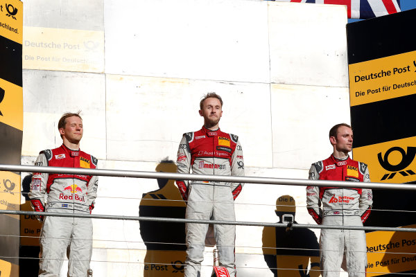 2017 DTM Round 9
Hockenheimring, Germany
Sunday 15 October 2017.
Champions Podium: Champion René Rast, Audi Sport Team Rosberg, Audi RS 5 DTM, second place Mattias Ekstr?m, Audi Sport Team Abt Sportsline, Audi A5 DTM, third place Jamie Green, Audi Sport Team Rosberg, Audi RS 5 DTM
World Copyright: Alexander Trienitz/LAT Images
ref: Digital Image 2017-DTM-HH2-AT2-2159 2017 DTM Round 9
Hockenheimring, Germany
Sunday 15 October 2017.
Champions Podium: Champion René Rast, Audi Sport Team Rosberg, Audi RS 5 DTM, second place Mattias Ekstr?m, Audi Sport Team Abt Sportsline, Audi A5 DTM, third place Jamie Green, Audi Sport Team Rosberg, Audi RS 5 DTM
World Copyright: Alexander Trienitz/LAT Images
ref: Digital Image 2017-DTM-HH2-AT2-2159