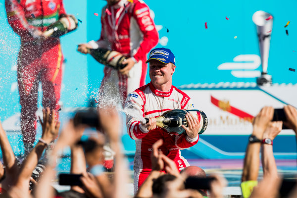 2016/2017 FIA Formula E Championship.
Round 7 - Berlin ePrix, Tempelhof Airport, Berlin, Germany.
Saturday 10 June 2017.
Felix Rosenqvist (SWE), Mahindra Racing, Spark-Mahindra, Mahindra M3ELECTRO, sprays the champagne on the podium.
Photo: Zak Mauger/LAT/Formula E
ref: Digital Image _54I7705 2016/2017 FIA Formula E Championship.
Round 7 - Berlin ePrix, Tempelhof Airport, Berlin, Germany.
Saturday 10 June 2017.
Felix Rosenqvist (SWE), Mahindra Racing, Spark-Mahindra, Mahindra M3ELECTRO, sprays the champagne on the podium.
Photo: Zak Mauger/LAT/Formula E
ref: Digital Image _54I7705