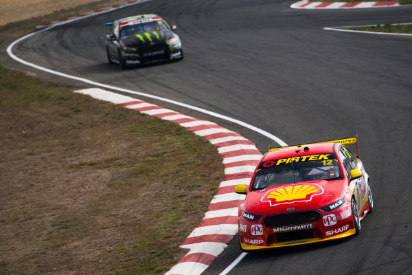 2017 Supercars Championship Round 2. 
Tasmania SuperSprint, Simmons Plains Raceway, Tasmania, Australia.
Friday April 7th to Sunday April 9th 2017.
Fabian Coulthard drives the #12 Shell V-Power Racing Team Ford Falcon FGX.
World Copyright: Daniel Kalisz/LAT Images
Ref: Digital Image 070417_VASCR2_DKIMG_0716.JPG