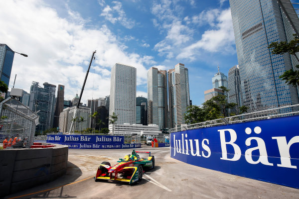 FIA Formula E Hong Kong e-Prix.
Second Practice Session.
Lucas Di Grassi (BRA), ABT Schaeffler Audi Sport, Spark-Abt Sportsline, ABT Schaeffler FE02. 
Hong Kong Harbour, Hong Kong, Asia.
Sunday 9 October 2016.
Photo: Adam Warner / FE / LAT
ref: Digital Image _L5R7853
