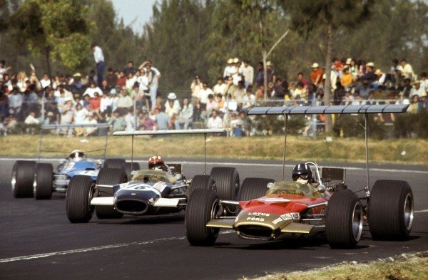 Graham Hill (GBR) Lotus Cosworth 49B, leads pole position man Jo Siffert (SUI) in a similar Rob Walker Racing entered car and Jackie Stewart (GBR) Matra Cosworth MS10. Hill took victory and with it clinched his second World Championship title.
Mexican Grand Prix, Rd12, Mexico City, Mexico, 3 November 1968.
BEST IMAGE Graham Hill (GBR) Lotus Cosworth 49B, leads pole position man Jo Siffert (SUI) in a similar Rob Walker Racing entered car and Jackie Stewart (GBR) Matra Cosworth MS10. Hill took victory and with it clinched his second World Championship title.
Mexican Grand Prix, Rd12, Mexico City, Mexico, 3 November 1968.
BEST IMAGE
