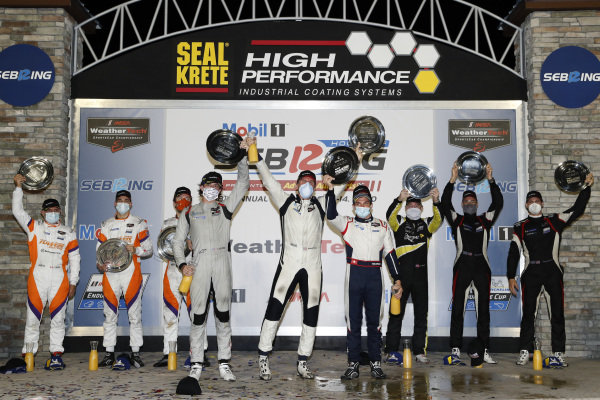 Podium:
Winning team: PR1 Mathiasen Motorsports
Winning drivers: Patrick Kelly, Simon Trummer, Scott Huffaker
Second place team: Tower Motorsport by Starworks
Second place drivers: John Farano, Mikkel Jensen, David Heinemeier Hansson
Third place team: Performance Tech Motorsports
Third pace drivers: Don Yount, Patrick Byrne, Guy Cosmo Podium:
Winning team: PR1 Mathiasen Motorsports
Winning drivers: Patrick Kelly, Simon Trummer, Scott Huffaker
Second place team: Tower Motorsport by Starworks
Second place drivers: John Farano, Mikkel Jensen, David Heinemeier Hansson
Third place team: Performance Tech Motorsports
Third pace drivers: Don Yount, Patrick Byrne, Guy Cosmo