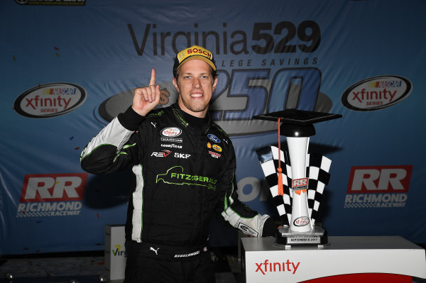 NASCAR XFINITY Series
Virginia529 College Savings 250
Richmond Raceway, Richmond, VA USA
Saturday 9 September 2017
Brad Keselowski, Fitzgerald Glider Kits Ford Mustang wins
World Copyright: Rusty Jarrett
LAT Images NASCAR XFINITY Series
Virginia529 College Savings 250
Richmond Raceway, Richmond, VA USA
Saturday 9 September 2017
Brad Keselowski, Fitzgerald Glider Kits Ford Mustang wins
World Copyright: Rusty Jarrett
LAT Images