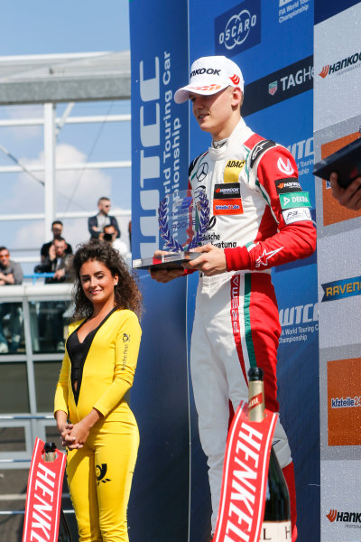 2017 FIA Formula 3 European Championship.
Round 2 - Monza, Italy.
Sunday 30 April 2017.
Rookie Podium: second place Mick Schumacher, Prema Powerteam, Dallara F317 - Mercedes-Benz
World Copyright: James Gasperotti/LAT Images
ref: Digital Image _JG14892