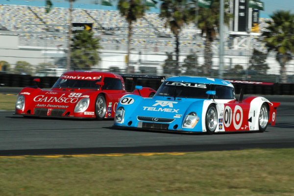 3-5 January, 2009, Daytona Beach, Florida USA
 
The No. 99, Pontiac / Riley of Jon Fogarty, Alex Gurney, Jimmie Johnson &Jimmy Vasser, go head to head in the infield with the No. 01, Lexus / Riley of Juan Pablo Montoya, Scott Pruett & Memo Rojas.

Â©2008, Colleen Nixon, USA
LAT Photographic