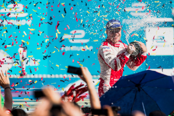 2016/2017 FIA Formula E Championship.
Round 7 - Berlin ePrix, Tempelhof Airport, Berlin, Germany.
Saturday 10 June 2017.
Felix Rosenqvist (SWE), Mahindra Racing, Spark-Mahindra, Mahindra M3ELECTRO, sprays the champagne on the podium.
Photo: Zak Mauger/LAT/Formula E
ref: Digital Image _54I7712 2016/2017 FIA Formula E Championship.
Round 7 - Berlin ePrix, Tempelhof Airport, Berlin, Germany.
Saturday 10 June 2017.
Felix Rosenqvist (SWE), Mahindra Racing, Spark-Mahindra, Mahindra M3ELECTRO, sprays the champagne on the podium.
Photo: Zak Mauger/LAT/Formula E
ref: Digital Image _54I7712