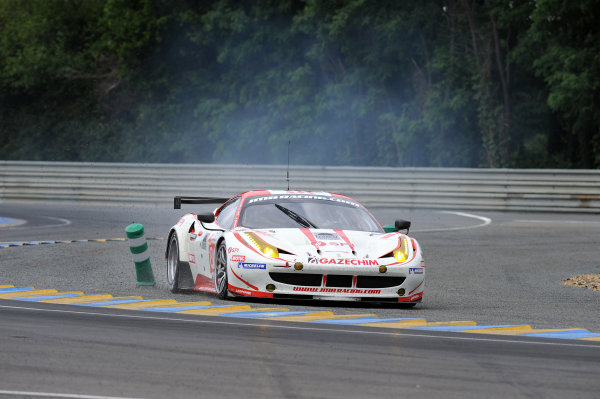 Circuit de La Sarthe, Le Mans, France. 13th - 17th June 2012.
Wednesday Free Practice
Manuel Rodrigues/Philippe Illiano/Alain Ferte, JMB Racing, No.83 Ferrari 458 Italia, tags a bollard as he runs across a chicane.
Photo: Jeff Bloxham/LAT Photographic.
ref: Digital Image DSC_9762 Circuit de La Sarthe, Le Mans, France. 13th - 17th June 2012.
Wednesday Free Practice
Manuel Rodrigues/Philippe Illiano/Alain Ferte, JMB Racing, No.83 Ferrari 458 Italia, tags a bollard as he runs across a chicane.
Photo: Jeff Bloxham/LAT Photographic.
ref: Digital Image DSC_9762