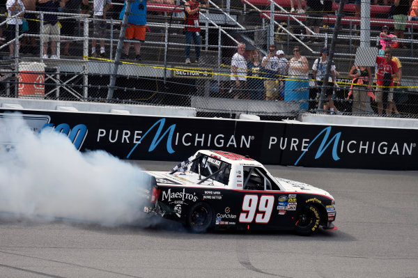 NASCAR Camping World Truck Series
LTI Printing 200
Michigan International Speedway, Brooklyn, MI USA
Saturday 12 August 2017
Darrell Wallace Jr, Maestro's Classic Chevrolet Silverado burnout
World Copyright: Nigel Kinrade
LAT Images NASCAR Camping World Truck Series
LTI Printing 200
Michigan International Speedway, Brooklyn, MI USA
Saturday 12 August 2017
Darrell Wallace Jr, Maestro's Classic Chevrolet Silverado burnout
World Copyright: Nigel Kinrade
LAT Images