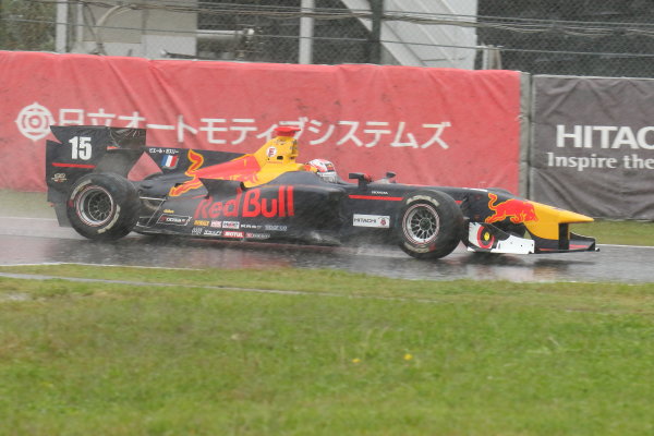 2017 Japanese Super Formula.
Suzuka, Japan. 21st - 22nd October 2017. Rd 7. Cancelled race due to Typhoon.
2017 Driver?s 2nd position & Rookie of the Year Pierre Gasly ( #15 TEAM MUGEN SF14 ) action
World Copyright: Yasushi Ishihara / LAT Images.
Ref: 2017_SF_Rd7_009