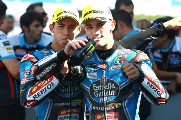 2017 Moto3 Championship - Round 12
Silverstone, Northamptonshire, UK.
Sunday 27 August 2017
Race winner Aron Canet, Estrella Galicia 0,0, second place Enea Bastianini, Estrella Galicia 0,0,
World Copyright: Gold and Goose / LAT Images
ref: Digital Image 1115 2017 Moto3 Championship - Round 12
Silverstone, Northamptonshire, UK.
Sunday 27 August 2017
Race winner Aron Canet, Estrella Galicia 0,0, second place Enea Bastianini, Estrella Galicia 0,0,
World Copyright: Gold and Goose / LAT Images
ref: Digital Image 1115