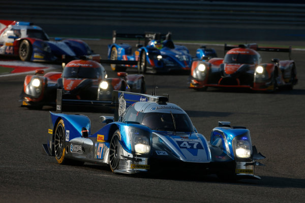 2015 FIA World Endurance Championship
Bahrain 6-Hours
Bahrain International Circuit, Bahrain
Saturday 21 November 2015.
Matthew Howson, Richard Bradley, Nick Tandy (#47 LMP2 KCMG Oreca 05 Nissan) leads Roman Rusinov, Julien Canal, Sam Bird (#26 LMP2 G-Drive Racing Ligier JS P2 Nissan), Gustavo Yacaman, Luis Felipe Derani, Ricardo Gonzalez (#28 LMP2 G-Drive Racing Ligier JS P2 Nissan), Nelson Panciatici, Paul Loup Chatin, Tom Dillmann (#36 LMP2 Signatech Alpine Alpine A450B Nissan) and Mikhail Aleshin, Nicolas Minassian, David Markozov (#44 LMP2 AF Racing BR01 Nissan).
World Copyright: Alastair Staley/LAT Photographic
ref: Digital Image _79P0155