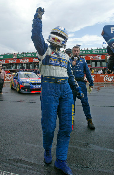 Australian V8 Supercars, Round 13, Eastert Creek, Sydney. 30th Nov 2003.
Ford driver Marcos Ambrose takes victory in race 2 to win the 2003 V8 Supercar Championship at the VIP Petfoods Main Event at Eastern Creek International Raceway 20km west of Sydney NSW, Australia.
Photo: Mark Horsburgh/LAT Photographic Australian V8 Supercars, Round 13, Eastert Creek, Sydney. 30th Nov 2003.
Ford driver Marcos Ambrose takes victory in race 2 to win the 2003 V8 Supercar Championship at the VIP Petfoods Main Event at Eastern Creek International Raceway 20km west of Sydney NSW, Australia.
Photo: Mark Horsburgh/LAT Photographic