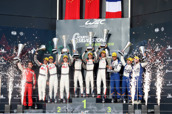 P2 Podium, #37 Jackie Chan DC Racing Oreca 07 Gibson: Jazeman Jaafar, Weiron Tan, Nabil Jeffri, #38 Jackie Chan DC Racing Oreca 07 Gibson: Ho-Ping Tung, Gabriel Aubry, Stephane Richelmi and #36 Signatech Alpine Matmut Alpine A470: Nicolas Lapierre, Andre Negrao, Pierre Thiriet P2 Podium, #37 Jackie Chan DC Racing Oreca 07 Gibson: Jazeman Jaafar, Weiron Tan, Nabil Jeffri, #38 Jackie Chan DC Racing Oreca 07 Gibson: Ho-Ping Tung, Gabriel Aubry, Stephane Richelmi and #36 Signatech Alpine Matmut Alpine A470: Nicolas Lapierre, Andre Negrao, Pierre Thiriet