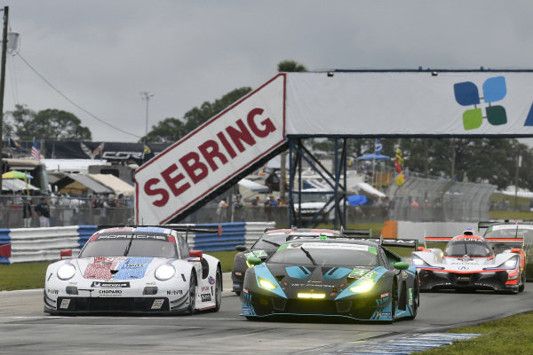 #912 Porsche GT Team Porsche 911 RSR, GTLM: Mathieu Jaminet, Earl Bamber, Laurens Vanthoor, #48 Paul Miller Racing Lamborghini Huracan GT3, GTD: Bryan Sellers, Ryan Hardwick, Corey Lewis