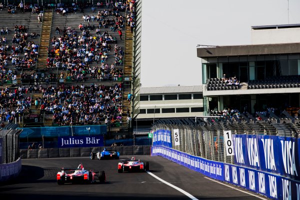 2016/2017 FIA Formula E Championship.
Mexico City ePrix, Autodromo Hermanos Rodr?guez, Mexico City, Mexico.
Saturday 1 April 2017.
Felix Rosenqvist (SWE), Mahindra Racing, Spark-Mahindra, Mahindra M3ELECTRO. &Nick Heidfeld (GER), Mahindra Racing, Spark-Mahindra, Mahindra M3ELECTRO. 
Photo: Zak Mauger/LAT/Formula E
ref: Digital Image _O6I2326