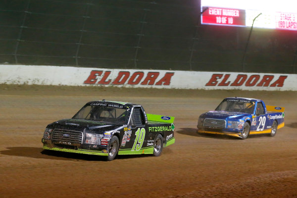 NASCAR Camping World Truck Series
Eldora Dirt Derby
Eldora Speedway, Rossburg, OH USA
Wednesday 19 July 2017
Austin Cindric, Fitzgerald Glider Kits Ford F150 and Chase Briscoe, Cooper Standard Ford F150
World Copyright: Russell LaBounty
LAT Images NASCAR Camping World Truck Series
Eldora Dirt Derby
Eldora Speedway, Rossburg, OH USA
Wednesday 19 July 2017
Austin Cindric, Fitzgerald Glider Kits Ford F150 and Chase Briscoe, Cooper Standard Ford F150
World Copyright: Russell LaBounty
LAT Images