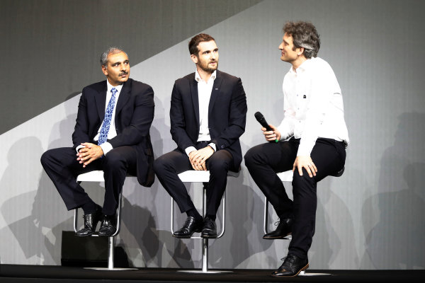 Renault  RS17  Formula 1 Launch.
The Lindley Hall, London, UK.
Tuesday 21 February 2017.
Left-to-right: Mandhir Singh, BP Lubricants Chief Operating Officer, Tommaso Volpe, Infiniti Global Director Motorsport and Pepijn Richter, Director Worldwide Product Marketing at Microsoft Dynamics.
World Copyright: Glenn Dunbar/LAT Images
Ref: _31I8968