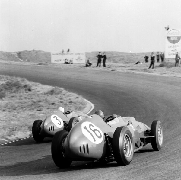 1959 Dutch Grand Prix.
Zandvoort, Holland.
29-31 May 1959.
Phil Hill leads Cliff Allison (both Ferrari Dino 246's). Hill finished in 6th position.
Ref-4116B/W.
A Race Through Time exhibition number 50.
World - LAT Photographic
1959 Dutch Grand Prix.
Zandvoort, Holland.
29-31 May 1959.
Phil Hill leads Cliff Allison (both Ferrari Dino 246's). Hill finished in 6th position.
Ref-4116B/W.
A Race Through Time exhibition number 50.
World - LAT Photographic