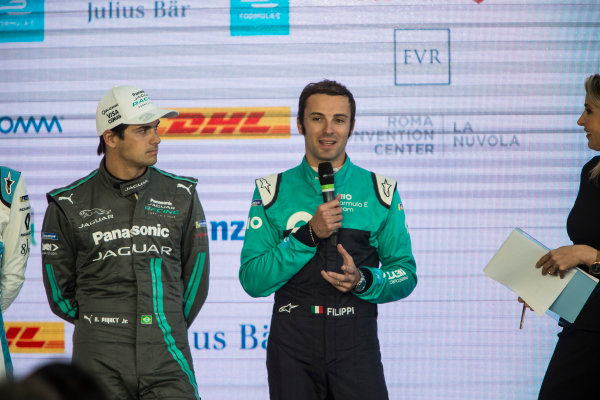 2017/2018 FIA Formula E Championship.
Street Demonstration - Rome, Italy.
Luca Filippi (ITA), NIO Formula E Team, in the press conference withNelson Piquet Jr. (BRA), Panasonic Jaguar Racing.
Thursday 19 October 2017.
Photo: Andrew Ferraro/LAT/Formula E
ref: Digital Image _FER4418 2017/2018 FIA Formula E Championship.
Street Demonstration - Rome, Italy.
Luca Filippi (ITA), NIO Formula E Team, in the press conference withNelson Piquet Jr. (BRA), Panasonic Jaguar Racing.
Thursday 19 October 2017.
Photo: Andrew Ferraro/LAT/Formula E
ref: Digital Image _FER4418