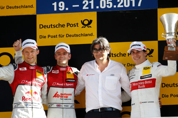 2017 DTM Round 2
Lausitzring, Germany.
Sunday 21 May 2017.
Podium: Race winner Jamie Green, Audi Sport Team Rosberg, Audi RS 5 DTM, second place Mattias Ekstr?m, Audi Sport Team Abt Sportsline, Audi A5 DTM, third place Robert Wickens, Mercedes-AMG Team HWA, Mercedes-AMG C63 DTM
World Copyright: Alexander Trienitz/LAT Images
ref: Digital Image 2017-DTM-R2-ESL-AT1-4723 2017 DTM Round 2
Lausitzring, Germany.
Sunday 21 May 2017.
Podium: Race winner Jamie Green, Audi Sport Team Rosberg, Audi RS 5 DTM, second place Mattias Ekstr?m, Audi Sport Team Abt Sportsline, Audi A5 DTM, third place Robert Wickens, Mercedes-AMG Team HWA, Mercedes-AMG C63 DTM
World Copyright: Alexander Trienitz/LAT Images
ref: Digital Image 2017-DTM-R2-ESL-AT1-4723