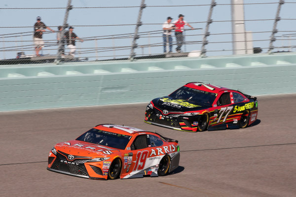 Monster Energy NASCAR Cup Series
Ford EcoBoost 400
Homestead-Miami Speedway, Homestead, FL USA
Sunday 19 November 2017
Daniel Suarez, Joe Gibbs Racing, ARRIS Toyota Camry Erik Jones, Furniture Row Racing, 5-hour ENERGY Extra Strength Toyota Camry
World Copyright: Matthew T. Thacker
LAT Images